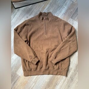 Carnoustie Golf Sweater Quarter Zip Pullover Jacket Brown Black Tweed Size L XL